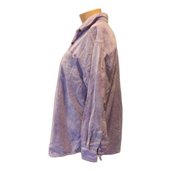 Vintage 90s Bill Blass Purple Crushed Velvet Oversize Button Down Shirt Size 1X - Picture 8 of 15